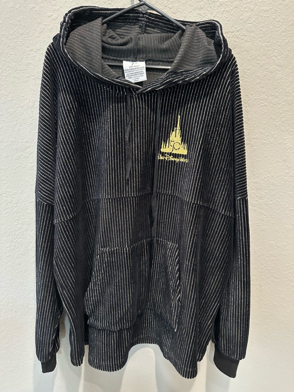 Disney spirit jersey Walt Disney World black and gold striped luxe velour hoodie